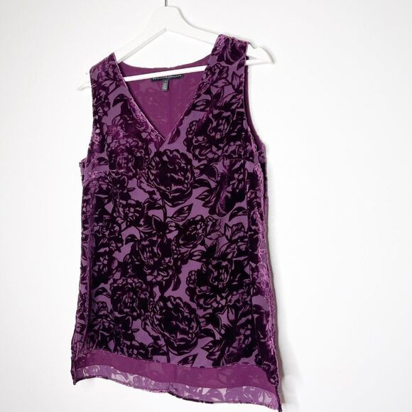 WHITE HOUSE BLACK MARKET Purple Floral Blouse  - Picture 3 of 9